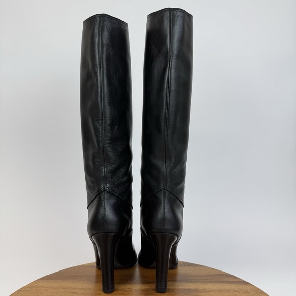 Womens Tom Ford Black Leather Lace Up Heeled Tall Riding Boots Size EU 38.5 GUC - Picture 4 of 8